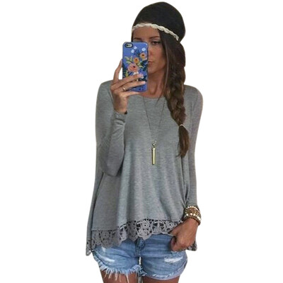 

Women Summer Vest Top Long Sleeve Blouse Casual Tank Tops T-Shirt Lace