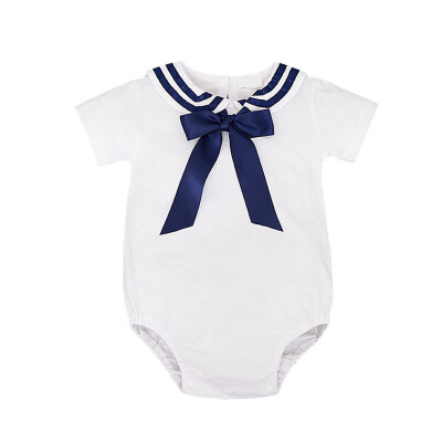 

Summer Baby Romper Climbing Suit Cute Navy Triangle Solid Color Cotton Romper For 0-18M