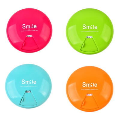 

Candy Solid Color Large Size Lightweight One Week Rotating Portable Tablet Plastic Storage Box