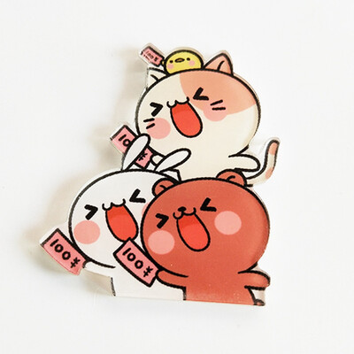 

2PCS Cute Animals Panda Bear White Rabbit Acrylic Badge Children Pin Brooch