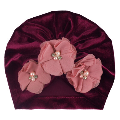 

New Autumn Soft Cute Newborn Baby Pearl Design Girls Caps Infant Casual Hat Turban Elastic Cap