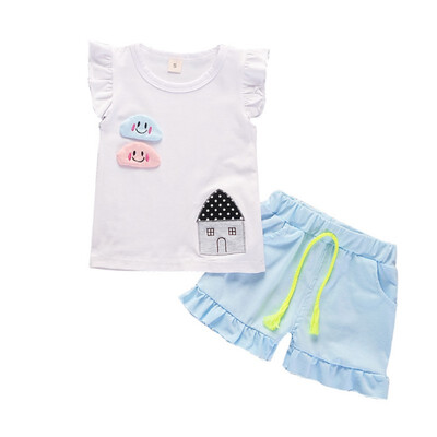 

Summer Tops Baby Girl Clothes Set Cartoon T-shirt Shorts Fashion Baby Clothes Set Vest T-shirt Girls Clothes Set