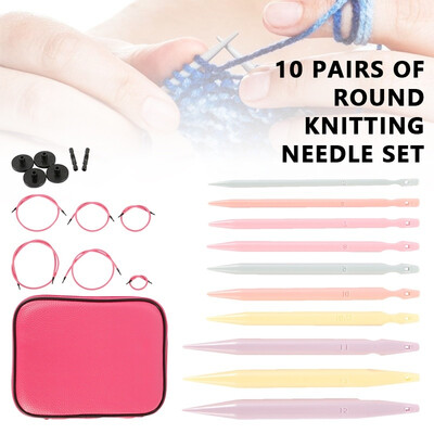 

10 Pairs Aluminum Interchangeable Circular Knitting Needles Head Crochet Hooks Set Knitting Tool DIY Sewing Accessories