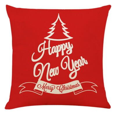 

Red Linen Christmas Cute Cartoon Santa Claus Elk Throw Pillow Case Cover Merry Christmas Decorative Pillowcases