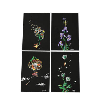 

Siaonvr 4pcs 20x14cm Magic Scratch Art Painting Paper With Drawing Stick Kids Toy