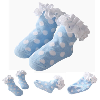 

1Pair Girls Lace Socks Polka Dot Baby Socks Newborns Princess Holiday Birthday Gifts For Autumn Winter 0-2Y