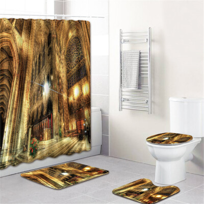

〖Follure〗Waterproof Bathroom Shower Curtain Set Non-Slip Rug Toilet Lid Cover Bath Mat