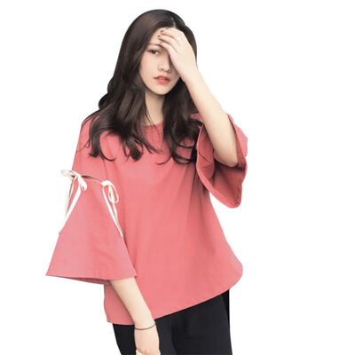 

Summer Korean Harajuku Solid Women T Shirt Fashion Personality Hole Bandage Half Sleeve Student Tops Female Casual Loose Tshirt