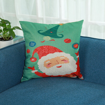 

Tailored Merry Christmas Print Pillowcase Linen Cotton Sofa Cushion Cover Home Decor