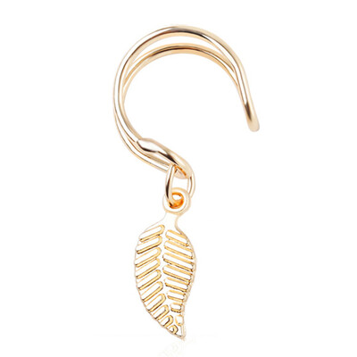 

1pc Women Boho Ear Crawler Silver Gold Ear Climber Punk Leaf Design Clip Earrings Ear Cuff Girl Gift Bijoux
