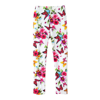 

New 2-13Y Children Girls Leggings Kids Butterfly Floral Flower Print Pants Girls Pants