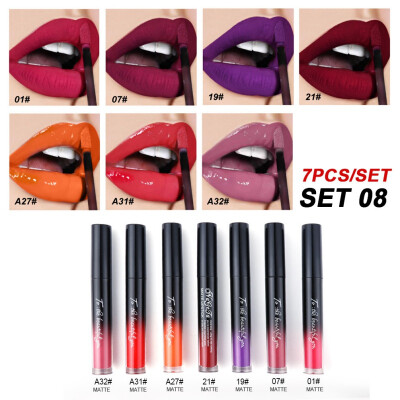 

7 Pcs Set Portable Lip Gloss Set 7 Colors Liquid Lip Collection Women Cosmetics Fashion Lip Make Up Kit Cosmetic Set