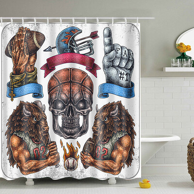 

SPA Waterproof Shower Curtain Digital Printing Bathroom Decoration Shocking Basketball With Hooks High-quality