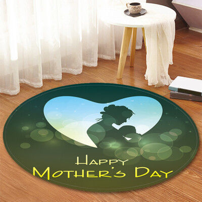 

〖Follure〗Happy Mothers Day Pattern Round Area Rug Coral FLeece 120cm