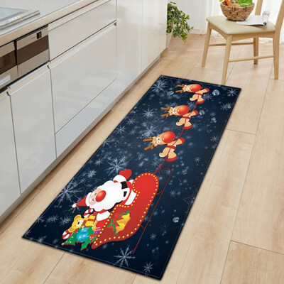 

Carpet Christmas Santa Claus Elk Cartoon Print Area Rug Soft Floor Pad Doormat For Kitchen Living Dining Dorm Room Bedroom Decor