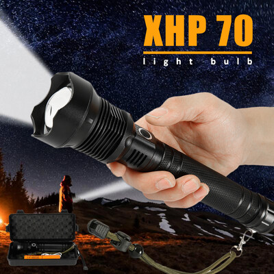 

XHP70 High Power Telescopic Zoom Outdoor Flashlight USB Charging Battery Display Aluminum Alloy