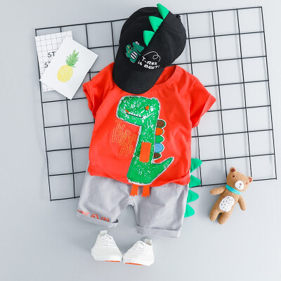 

Boys Sets Children Clothing Toddler Boy Clothes Set Casual Cartoon Dinosaur Short Sleeve T-shirt TopsPants 2pcs Outfits Set