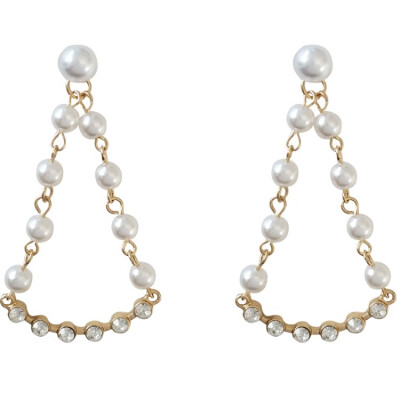 

New Women Fashion Retro Concise Sweet Elegant Exquisite All-match Pearl Decor Earrings