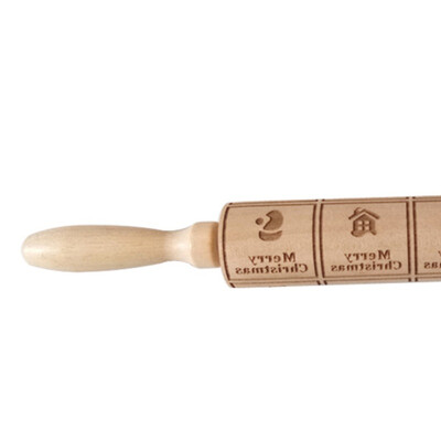 

Christmas Rolling Pin Wooden Christmas Embossing Rolling Pins Dough Stick Noodle Biscuit Baking Pastry Tool New Year Decoration