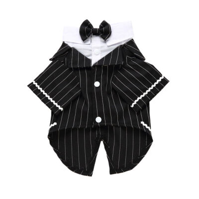 

Pet Black Polyester Stripes Suit with Tie for Dogs Cats Puppy Autumn Winter Costume