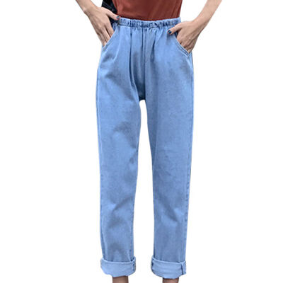 

Jeans Women Casual Stretch Trousers High Waist Jean mom jeans Loose Denim Nine Harem Pants plus size jeans