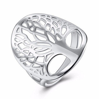 

silver Color life ring hollow fashion plated unique novelty style women men gift unisex