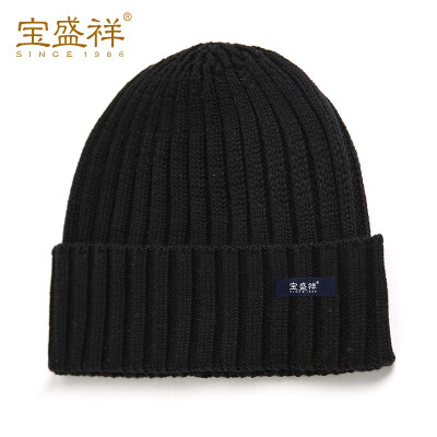 

Bao Shengxiang mens hat cotton wool hat autumn&winter fashion thick warm warm windproof earmuffs knit hat male B8501 black