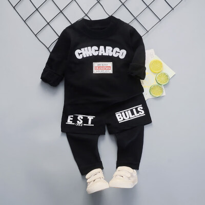 

0-7T Autumn Children Baby Boys Casual Long Sleeve Letter Print Blouse TopsPants Trouser Costume Set