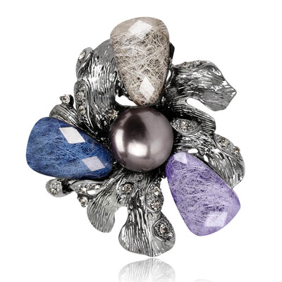 

New Design Vintage Flower Brooch Jewelry Imitation Pearls Brooches Natural Alloy Brooch Scarves Buckle Accessories