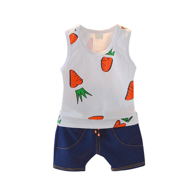 

Baby Kid Boy Clothes Summe Boy Clothing Set Sleeveless Cartoon Carrot VestDemin Shorts 2PCs Kids Boy Clothes Set
