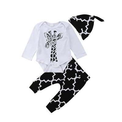 

3pcs Newborn Baby Boy Little Man Tops Romper Long Pants Hat Outfits Set Clothes