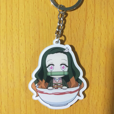 

Fat Bear Anime Demon Slayer Kimetsu no Yaiba rubber Keychain Key Ring Race Straps