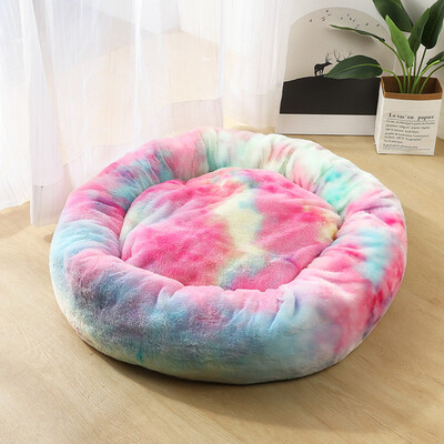 

Gobestart Dog Round Cat Winter Warm Sleeping Bag Long Plush Soft Pet Bed Calming Bed