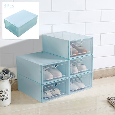 

Gobestart Foldable Shoe Box Storage Plastic Transparent Case Stackable Organizer 3Pcs