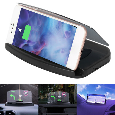 

157x95x2cm Car HUD Head Up Display Navigation Holder with Wireless Charger Pad For Mobile Phone
