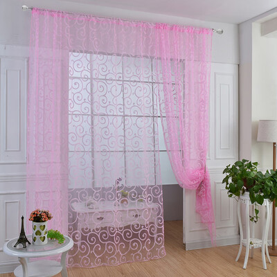 

Window Sun-Shading Curtains 1M2M Sheer Voile Tulle For Bedroom Living Room Printed Tulip Pattern Elegant And Generous