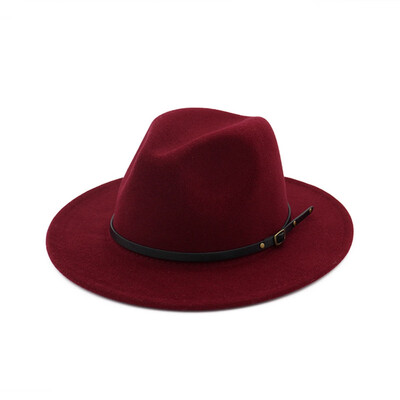 

Men Women Vintage Wide Brim Fedoras Hat Church Party Ladies Felt Jazz Cap