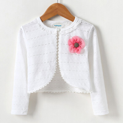 

Children Girl Solid Color All-macth Casual Concise Sweet Cute Flower Decor Jackets