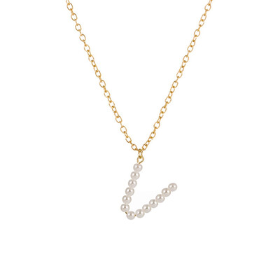 

New Fashion A-Z 26 Letter Necklace Alphabet Pendant Jewelry Statement Elegant Pearl Gold Chain Long Necklace
