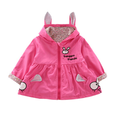 

Cute jacket for girls Baby Girl Clothes Cartoon Rabbit Print Casual Hoodie Zipper Coat Childrens jacket Tops