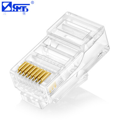 

SANBAO SJ-5100 Super five unshielded network crystal head engineering grade RJ45 crystal head pure copper gold plated 50U 100 box