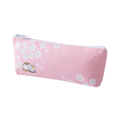 

Siaonvr Kawaii Pink Cat Capacity Canvas Pencil Case Pen Box Girls School Stationery Bag