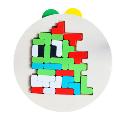 

Wooden Originality Tetris Animal Puzzles Kids Fun&creative Jigsaw Puzzle Pixel building Puzzle Children Educational Toy