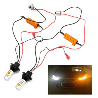 

2X Dual Color BAU15S 2835 42LED 50W Switchback LED DRL Turn Signal Light Car Kit