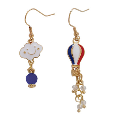 

Cute Hot Long Clip Earrings Crystals Beads Sweet Smile Cloud Earring wihout Piercing For Girls Air Balloon