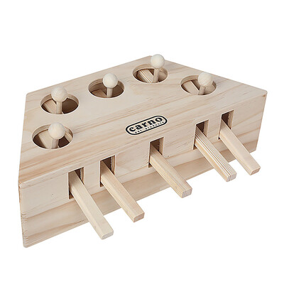 

Gobestart Pet Indoor Solid Wooden Cat Hunt Toy Interactive 35-holed Mouse Seat Scratch