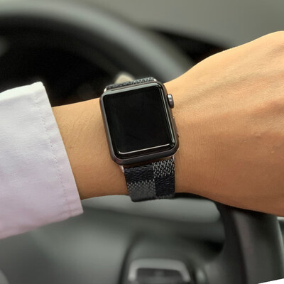 

KeBitt genuine leather square pattern bands For apple watch series 4 3 iwatch strap 38 40MM 42 44mm single tour band