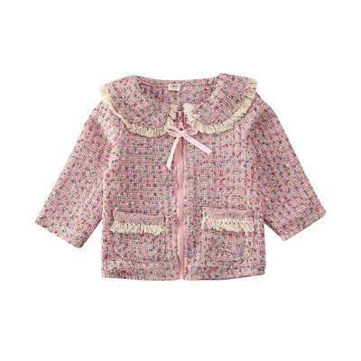 

Cute Toddler Girls Autumn Winter Zipper Fringed Collar Coat Outerwear Jacket