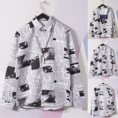 

Tailored Men Summer Fashion Shirts Casual Printing Beach Shirts Long-Sleeve Top Blouse