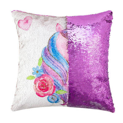 

Reversible Sequin Unicorn pattern pillowcase Magic Glitter Sofa Car Cushion Cover